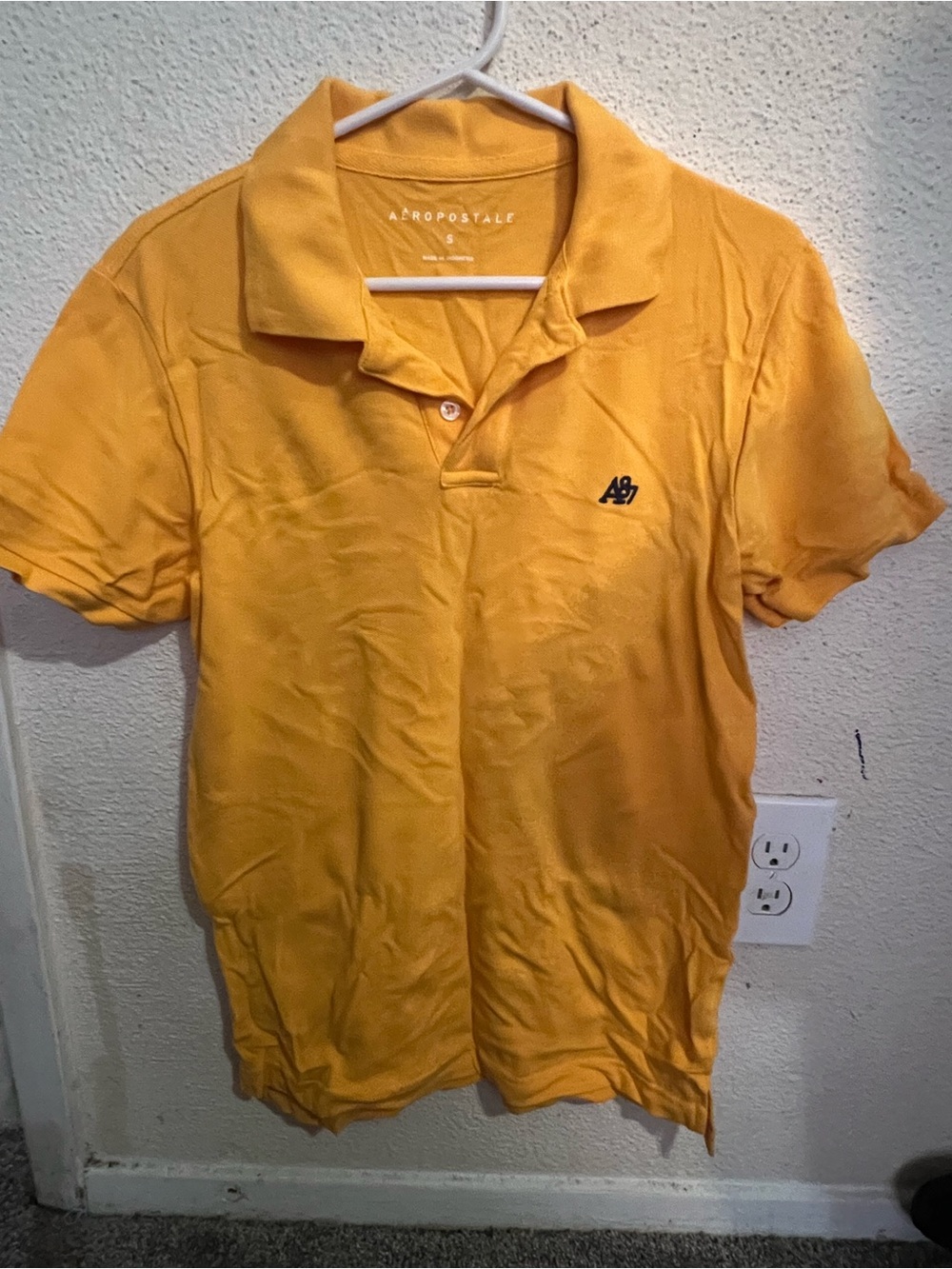 Aeropostale Men’s Bright Yellow Polo with Embroidered Logo